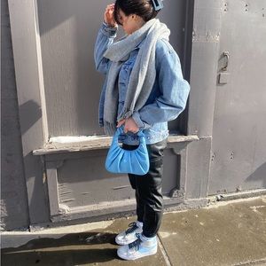 JW Pei Gabbi ruched hobo handbag - ice blue purse